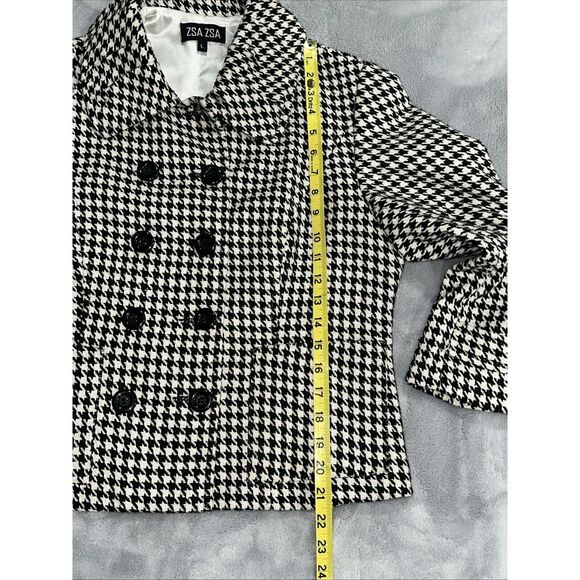 Zsa Zsa Double Breasted Black and White Houndstooth Jacket. Large Size - Picture 5 of 7